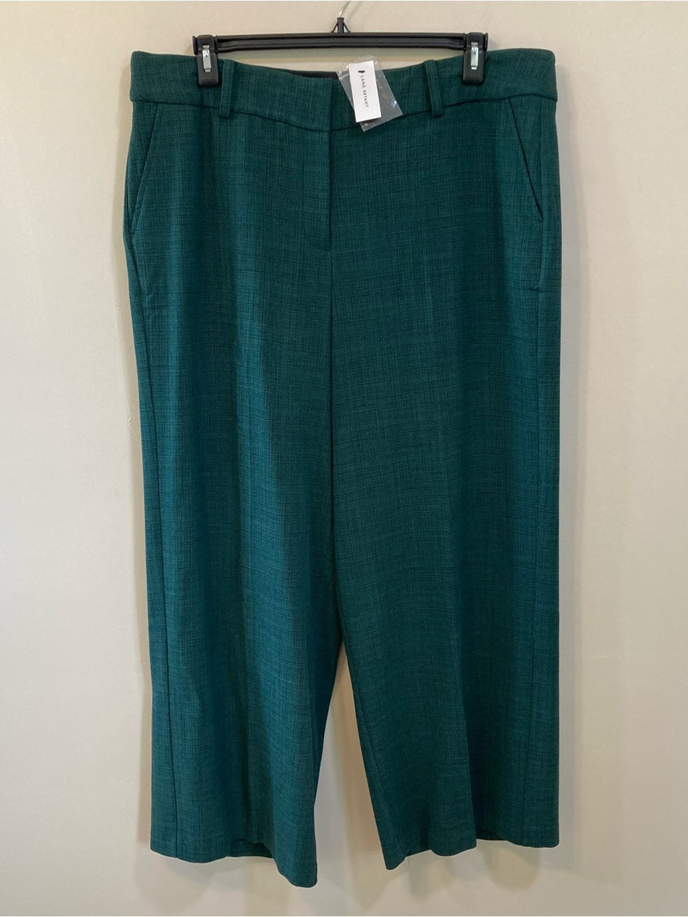 Lane Bryant The Perfect Drape Wide Leg Pants Sz 18 Short High Rise Green NEW